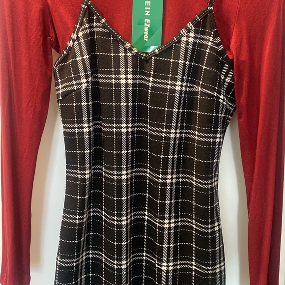 EZwear solid top plaid print cami dress - Picture 2 of 5